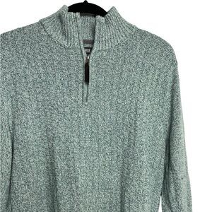 Commerce Knit Mock Neck 3/4 Zip Sweater Green Size Medium